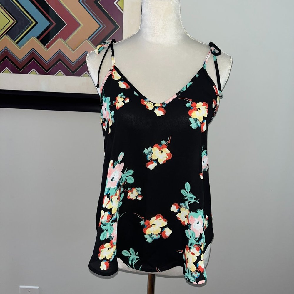 Sienna Sky Black Floral Strappy Sleeveless Blouse XS